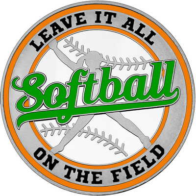 Green "Softball" with Orange Outer Circular Borders